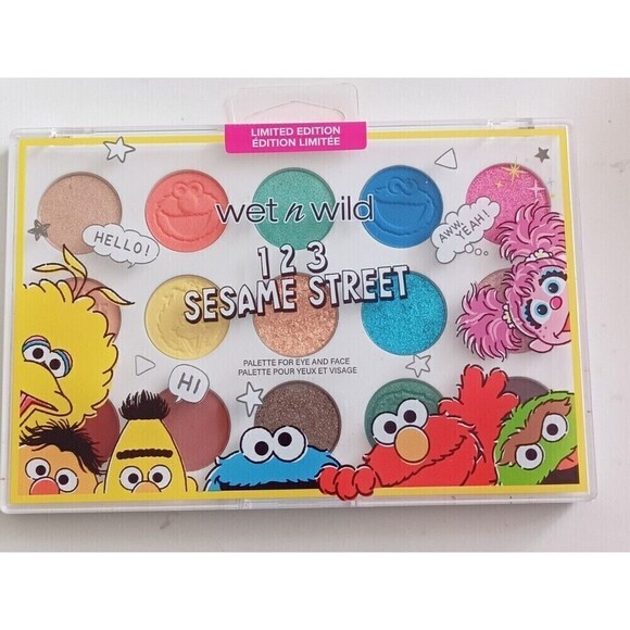 WET N WILD 123 SESAME STREET Eyeshadow Palette And Makeup Brushes Set Of 2 New - Picture 2 of 7